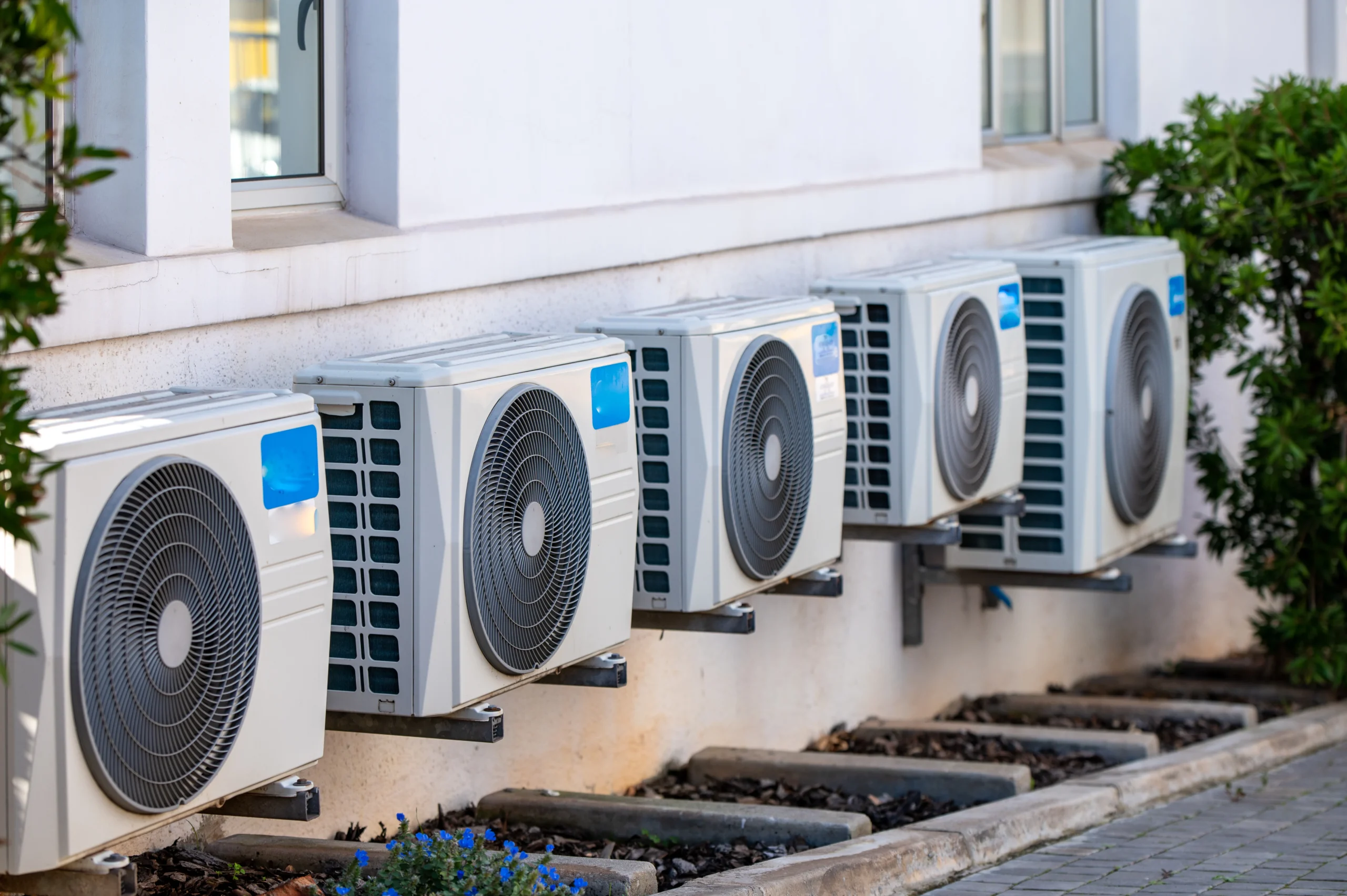 Large commercial HVAC units installed on a building rooftop